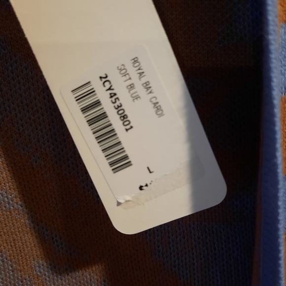 Soft Surroundings Cardigan Sweater Size Large Blue Rust Orange Royal Bay Open - Picture 5 of 11